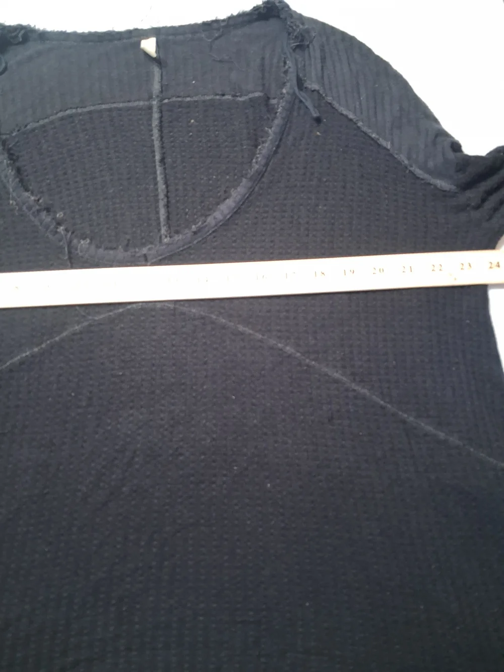 Free People Black Scoop-Neck Raw Edge Oversized Sweater